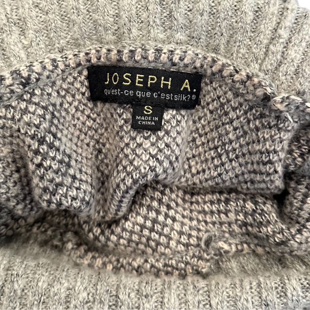 Joseph A. Sweater Women Small Grey & Cream Tan Cowl Neck Grandmacore Retro - Picture 6 of 6